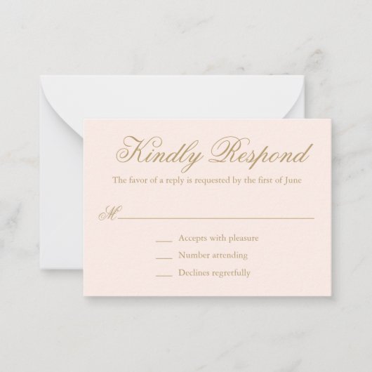Carte De Correspondance Mini mariage traditionnel rose vif RSVP (Devant)