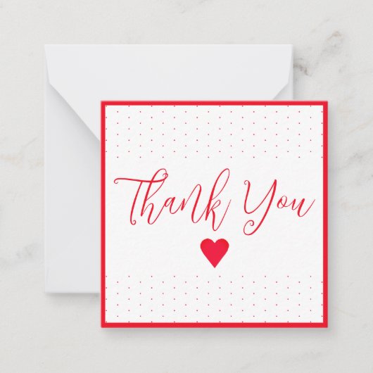 Carte De Correspondance Mini Merci Avec Pois Rouges (Devant)