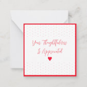 Carte De Correspondance Mini Merci Avec Pois Rouges (Dos)