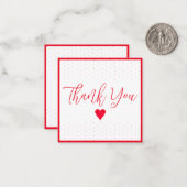 Carte De Correspondance Mini Merci Avec Pois Rouges (Devant/Arrière en situation)