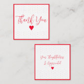 Carte De Correspondance Mini Merci Avec Pois Rouges (Devant / Derrière)