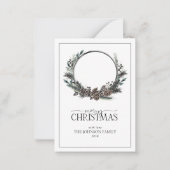 Carte De Correspondance Mini moderne Black Winter Wreath Joyeux Noël (Devant)