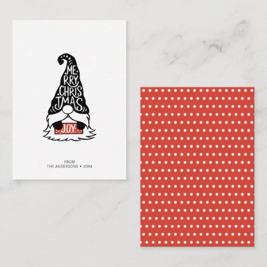 Carte De Correspondance Mini moderne Joyeux Noël Gnome vacances (Devant / Derrière)