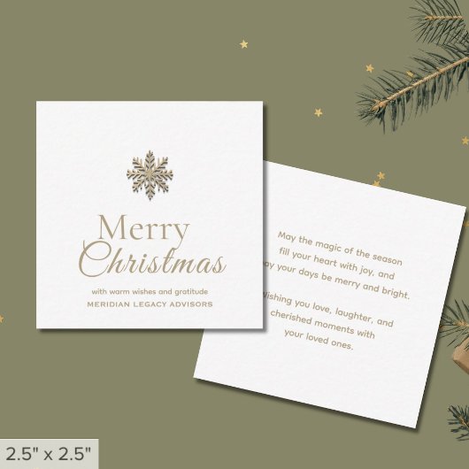 Carte De Correspondance Mini Noël blanc or flocon de neige