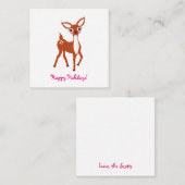 Carte De Correspondance Mini Noël Cerf Mignon (Devant / Derrière)