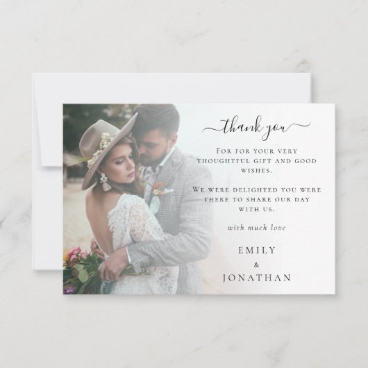 Carte De Correspondance Mini photo moderne superposition Mariage Merci (Devant)