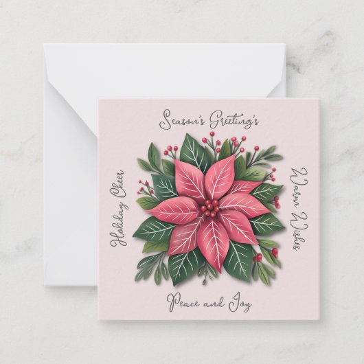 Carte De Correspondance Mini poinsettia rose Non confessionnel Noël (Devant)