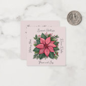 Carte De Correspondance Mini poinsettia rose Non confessionnel Noël (Devant/Arrière en situation)
