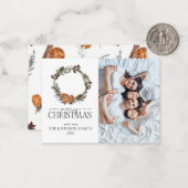 Carte De Correspondance Mini rustique Orange Wreath Photo Joyeux Noël (Devant/Arrière en situation)