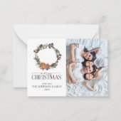 Carte De Correspondance Mini rustique Orange Wreath Photo Joyeux Noël (Devant)