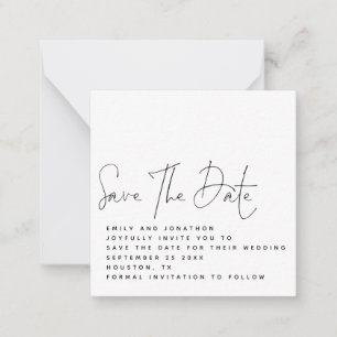 Carte De Correspondance MINI Script Black White Wedding Enregistrer la dat