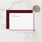 Carte De Correspondance Mini-Script Maroon rouge double bordure (Devant/Arrière en situation)