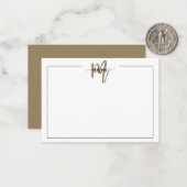 Carte De Correspondance Mini script Monogramme Une bordure Or (Devant/Arrière en situation)