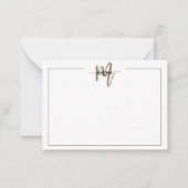Carte De Correspondance Mini script Monogramme Une bordure Or (Devant)