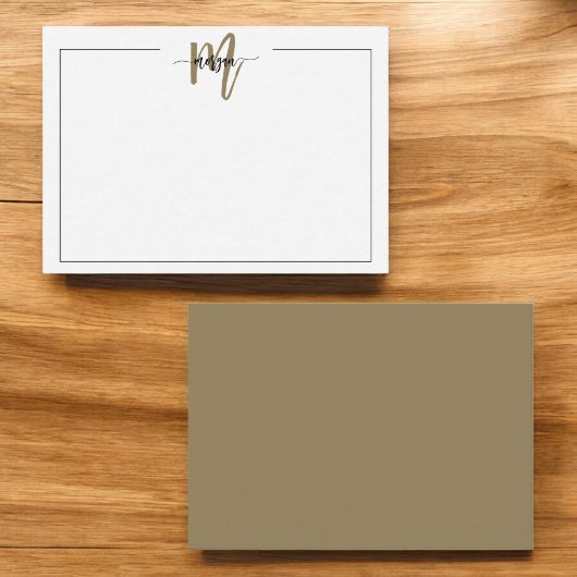 Carte De Correspondance Mini script Monogramme Une bordure Or