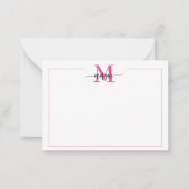Carte De Correspondance Mini Script Monogramme Une bordure Rose Chaud (Devant)