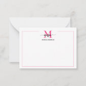 Carte De Correspondance Mini Script Monogramme Une bordure Rose Chaud (Devant)
