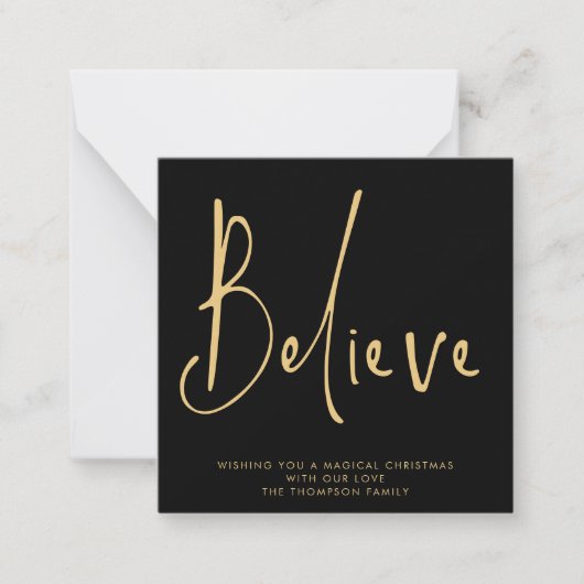 Carte De Correspondance MINI | Simple Script Believe Gold Black Holiday (Devant)