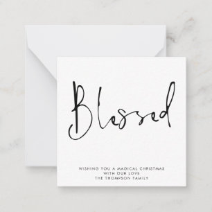 Carte De Correspondance MINI Simple Script Béni Black White Holiday