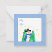 Carte De Correspondance Mini Snowman Bleu Et Blanc (Dos)