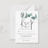 Carte De Correspondance MINI TAILLE Turquoise Eucalyptus Élégant Script RS (Devant)