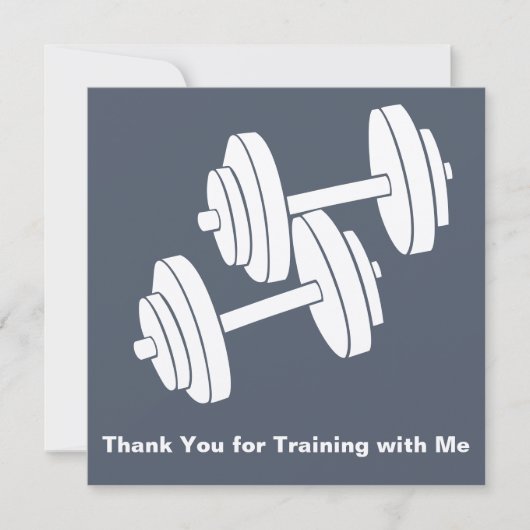 Carte De Correspondance Minimal Dumbbell Grey White Square Thank You (Devant)