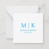Carte De Correspondance Minimal & Elegant Blue Monogram Wedding (Devant)