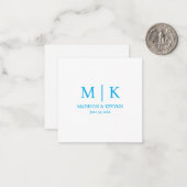 Carte De Correspondance Minimal & Elegant Blue Monogram Wedding (Devant/Arrière en situation)