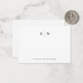 Carte De Correspondance Minimal et chic | Monogramme noir et blanc (Devant/Arrière en situation)