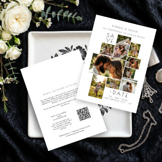 Carte De Correspondance Minimal Moderne 9 Photo Collage Mariage TLW26