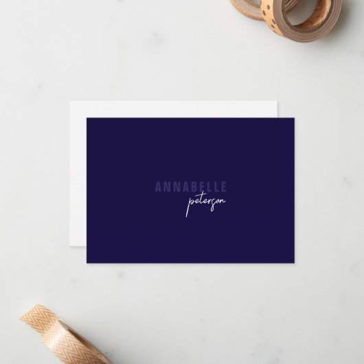 Carte De Correspondance Minimal moderne Professionnel Bleu Simple (Devant/Arrière en situation)