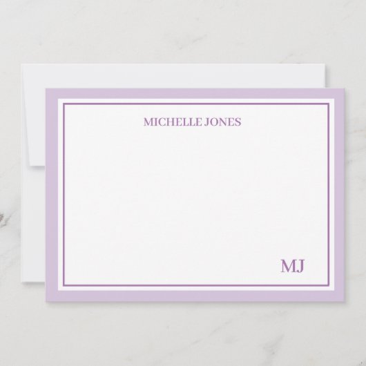 Carte de correspondance minimale violette avec nom (Devant)