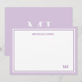 Carte de correspondance minimale violette avec nom (Devant / Derrière)