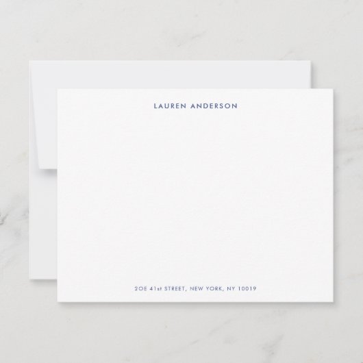 Carte De Correspondance Minimalist Blue and white Personalized Flat (Devant)