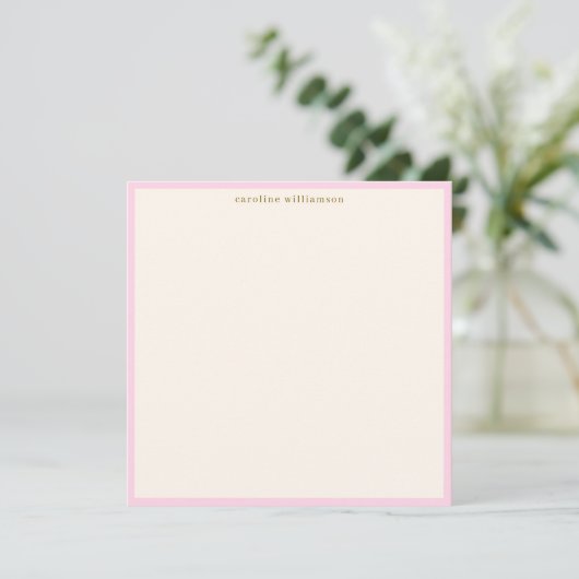Carte De Correspondance Minimalist Blush Pink Border Name Stationery Cute (Debout devant)