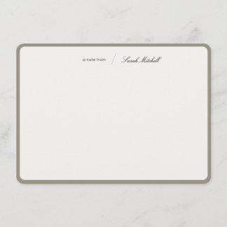 Carte De Correspondance Minimalist Greige Personalized Script Rounded