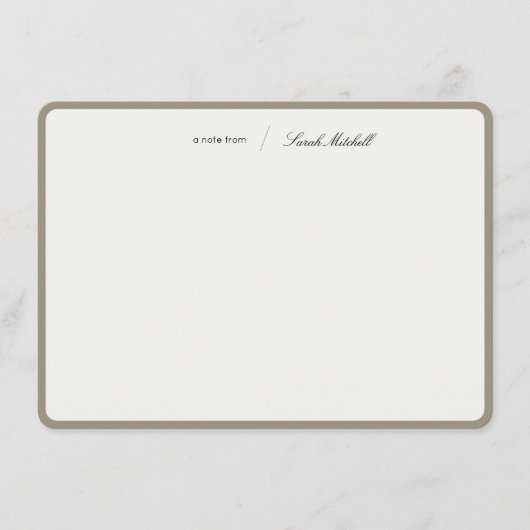 Carte De Correspondance Minimalist Greige Personalized Script Rounded (Devant)