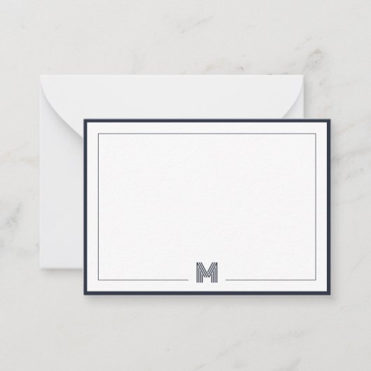 Carte De Correspondance Minimalist Monogram Double Border Stationery (Devant)