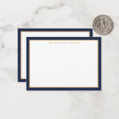 Carte De Correspondance Minimalist Navy Blue and Gold Monogram (Devant/Arrière en situation)