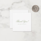 Carte De Correspondance Minimalist Sage Green Script Wedding Thank You (Devant/Arrière en situation)