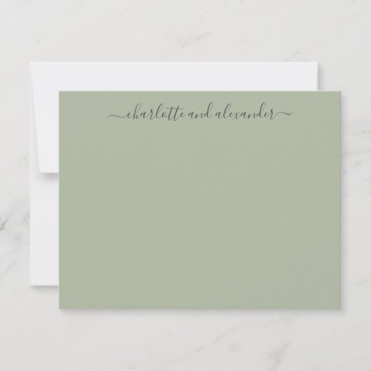Carte De Correspondance Minimalist Script Personalized Couples Jade Green (Devant)
