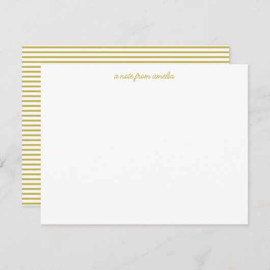 Carte De Correspondance Minimalist Script Yellow Stripe Personalized Name (Devant / Derrière)