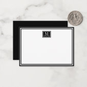Carte De Correspondance Minimalist Two Boarder Monogram Name Black (Devant/Arrière en situation)