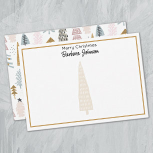 Carte De Correspondance Minimaliste 3,5x5 pouces Arbres de Noël Illustrés