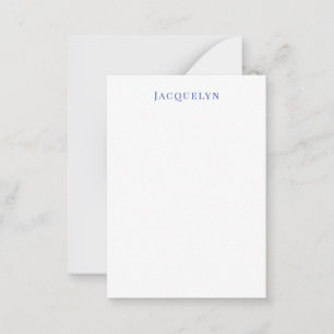 Carte De Correspondance Minimaliste Blanc Bleu Plaine Élégant Nom moderne