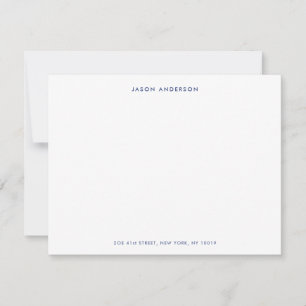 Carte De Correspondance Minimaliste bleu et blanc Plat Personnalisé
