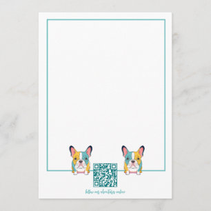 Carte De Correspondance Minimaliste – Bouledogue français & Code QR