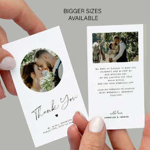 Carte De Correspondance Minimaliste chic MINI TAILLE mariage photo merci