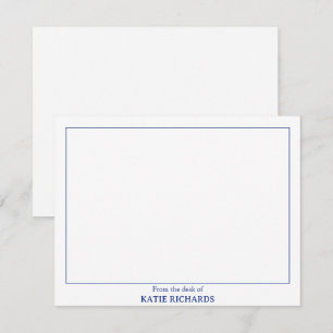 Carte De Correspondance Minimaliste Du bureau du Carré Bordure Bleu