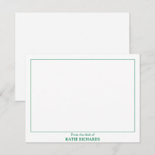 Carte De Correspondance Minimaliste Du bureau du Carré Bordure verte